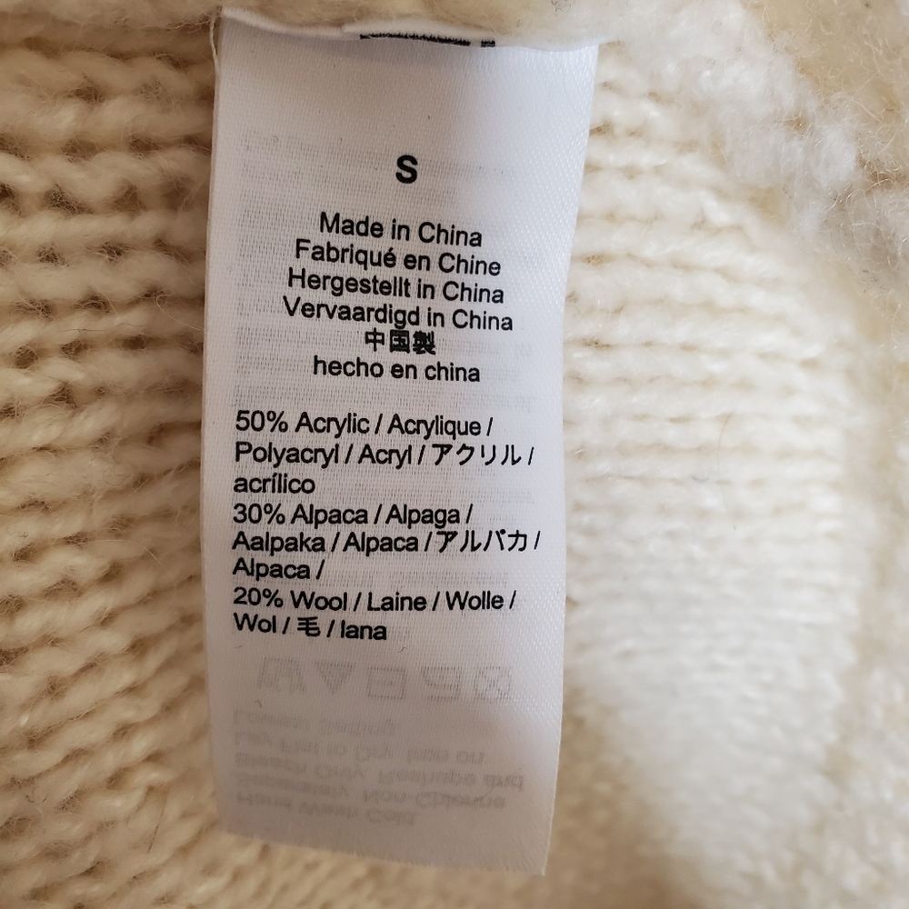 J.crew Cable knit pointelle Wool  sweater popcorn Fisherman Small Cream #216 - Picture 5 of 5
